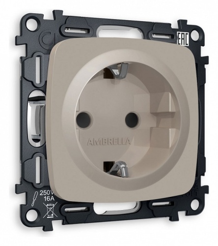 Розетка с заземлением и со шторкой, без рамки Ambrella Volt OMEGA MO367010 в Нижнем Новгороде