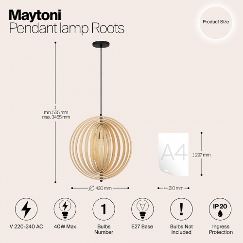 Подвесной светильник Maytoni Roots MOD197PL-01W в Нижнем Новгороде фото 4