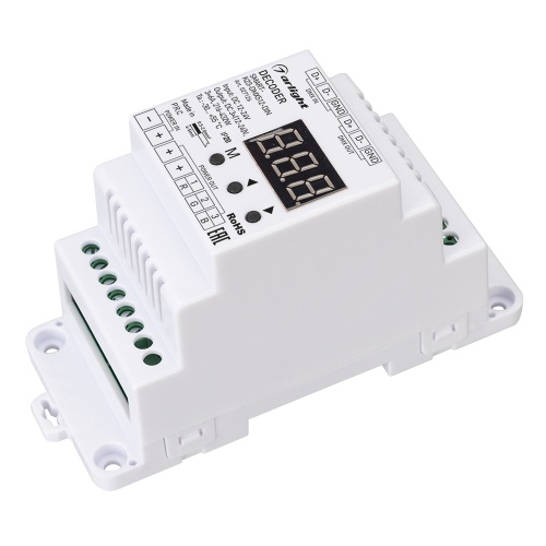 Декодер SMART-K23-DMX512-DIN (12-24V, 3x6A) (Arlight, IP20 Пластик, 5 лет) в Нижнем Новгороде фото 2