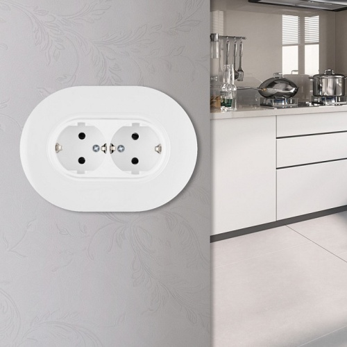 Розетка двойная с заземлением и со шторкой Arte Milano SET08-2 SET08-double-40-2 white в Нижнем Новгороде фото 2