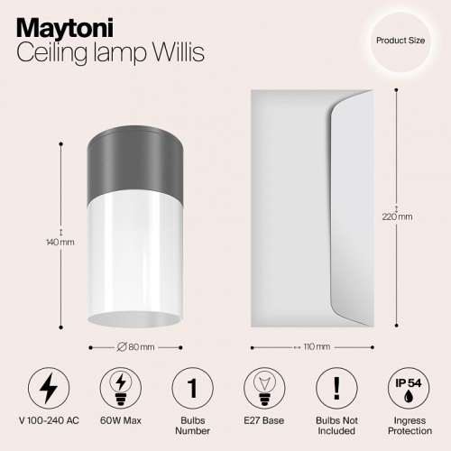 Накладной светильник Maytoni Willis O418CL-01GR в Нижнем Новгороде фото 2