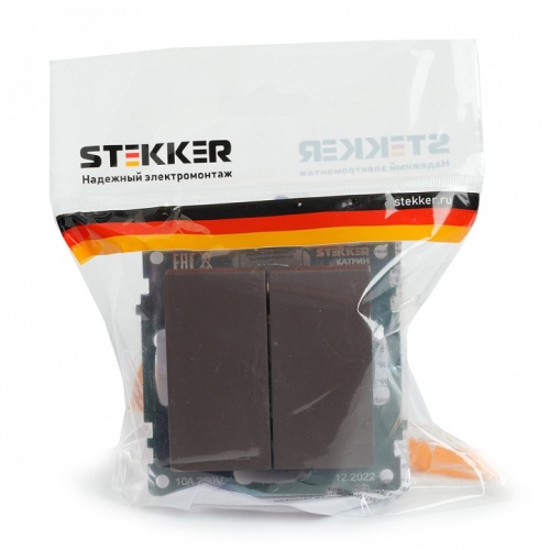 Выключатель двухклавишный без рамки Stekker Катрин 49019 в Нижнем Новгороде фото 6