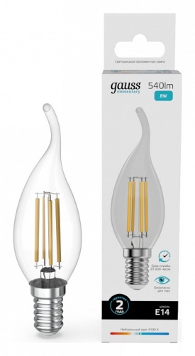 Лампа светодиодная Gauss Filament Elementary E14 8Вт 4100K 42128 в Нижнем Новгороде