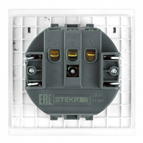 Розетка двойная с заземлением и со шторками, с крышкой Stekker Мия 50441 в Нижнем Новгороде фото 2