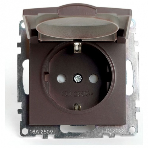 Розетка с заземлением и со шторкой, без рамки с крышкой Stekker Катрин 49029 в Нижнем Новгороде