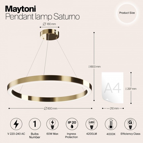 Подвесной светильник Maytoni Saturno MOD415PL-L60BS4K в Заречном фото 5