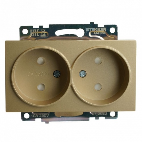 Розетка двойная без заземления и со шторкой, без рамки Stekker Катрин 49225 в Нижнем Новгороде фото 3