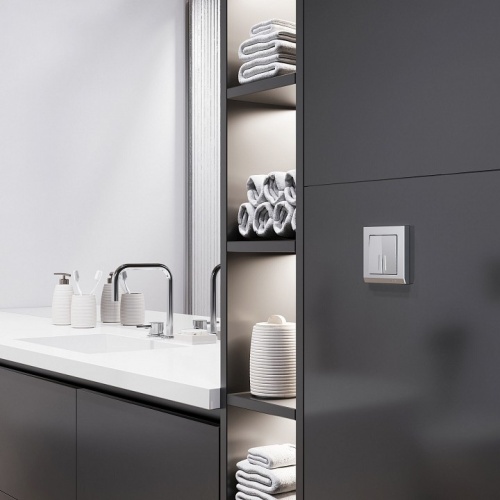 Выключатель двухклавишный с подсветкой без рамки Werkel серебряный матовый W1120165 в Нижнем Новгороде фото 4