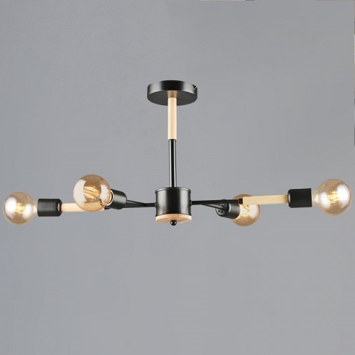 Люстра на штанге 99960 99960-0.3-04 BK+WOOD в Нижнем Новгороде