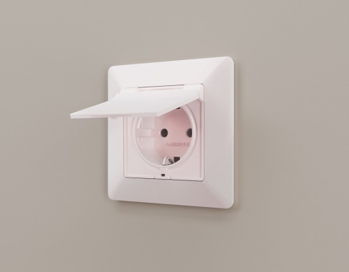 Накладка для розетки влагозащищенной с заземлением и со шторками с крышкой Ambrella Volt ALFA AP2080 в Нижнем Новгороде фото 2