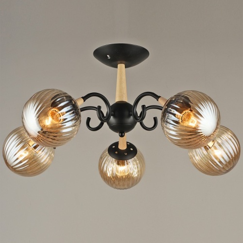 Люстра на штанге 04886-0.3-05 BK+WOOD в Нижнем Новгороде фото 4