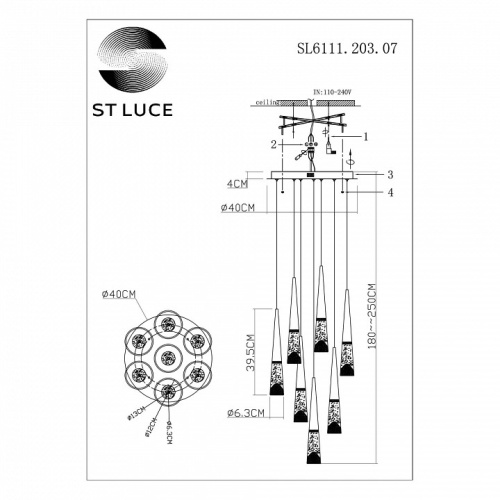 Подвесной светильник ST-Luce Sollen SL6111.203.07 в Липецке фото 3