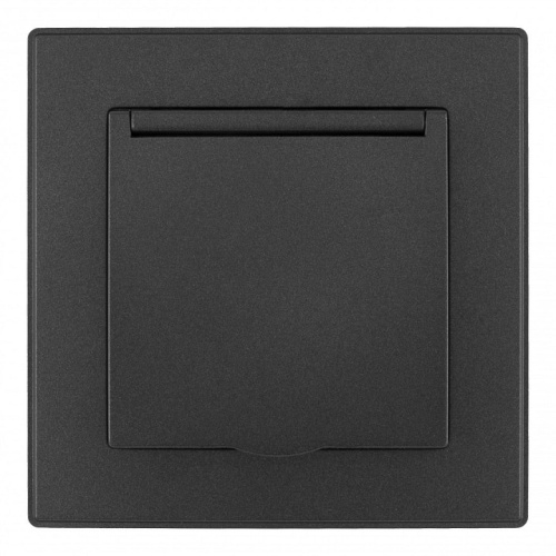 Розетка с заземлением и шторкой, с крышкой Arte Milano SET06-1 SET06-1-41-1 black в Нижнем Новгороде фото 5