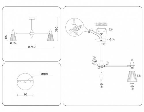 Люстра на штанге Ambrella Light LH LH58116 в Нижнем Новгороде фото 3