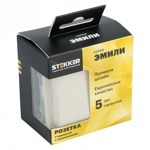 Розетка с заземлением и со шторкой, с крышкой Stekker Эмили 49907 в Нижнем Новгороде фото 4
