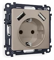 Розетка с заземлением и со шторкой и 2хUSB type A, без рамки Ambrella Volt ALFA MA369010 в Нижнем Новгороде