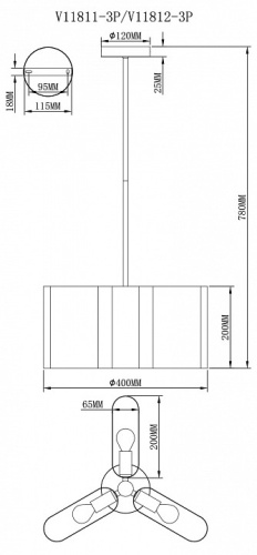 Люстра на штанге Moderli Metalicana V11812-3P в Нижнем Новгороде фото 2