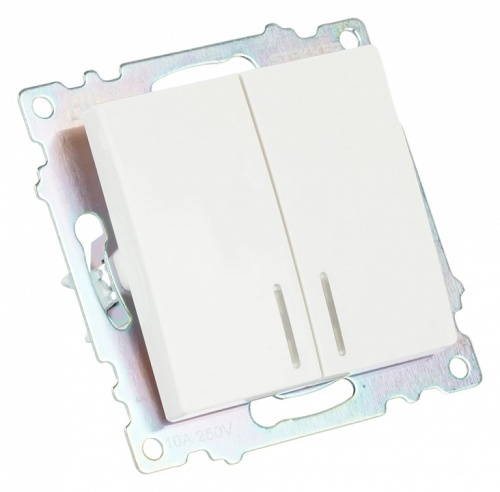 Выключатель двухклавишный с подсветкой без рамки Stekker Катрин 39301 в Нижнем Новгороде фото 2