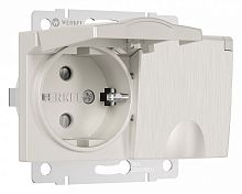 Розетка двойная влагозащищенная с заземлением и со шторками, без рамки с крышкой Werkel перламутровый рифленый W1172213 в Нижнем Новгороде