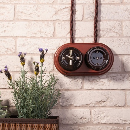 Выключатель на 4 положения двухклавишный без рамки Werkel Ретро (коричневый) W5620014 в Нижнем Новгороде фото 2