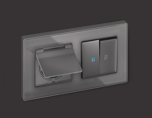 Накладка для розетки влагозащищенной с заземлением и со шторками с крышкой Ambrella Volt ALFA AP6580 в Нижнем Новгороде фото 2