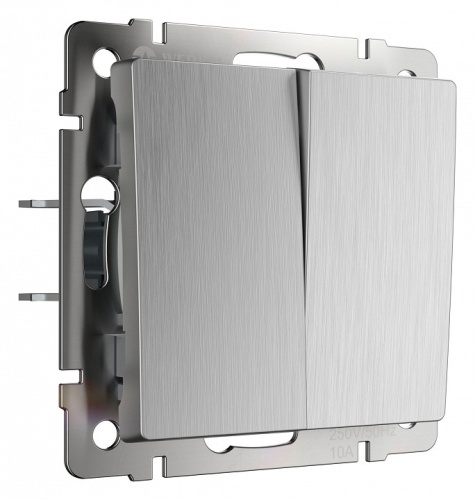 Выключатель двухклавишный без рамки Werkel серебряный рифленый W1122009 в Нижнем Новгороде