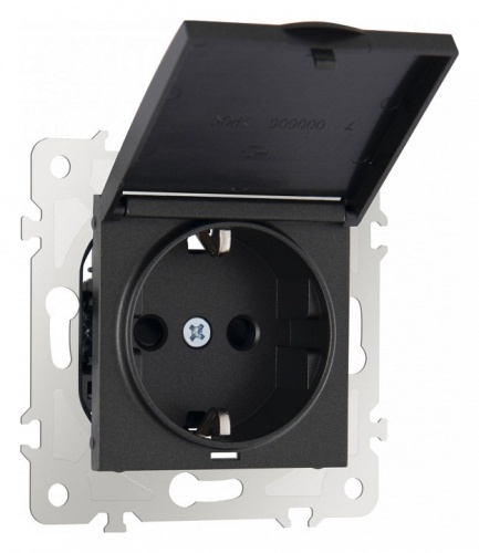 Розетка влагозащищенная с заземлением и со шторкой с крышкой Arte Milano am-203 203.41-1.black в Нижнем Новгороде