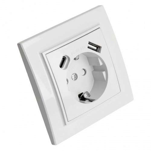 Розетка с заземлением и 2хUSB type A и C Stekker Эрна 50076 в Нижнем Новгороде фото 2