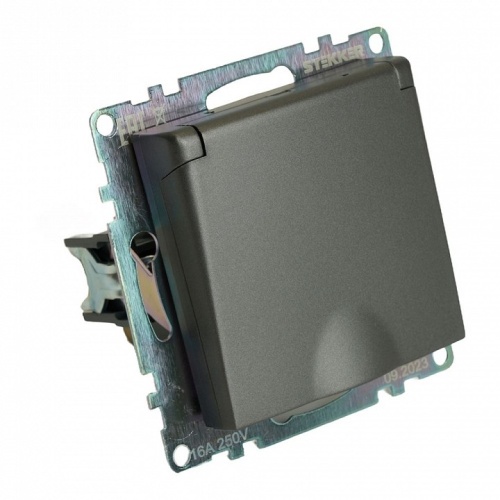 Розетка с заземлением и со шторкой, без рамки с крышкой Stekker Катрин 49424 в Нижнем Новгороде фото 7