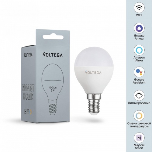 Лампа светодиодная с управлением через Wi-Fi Voltega Wi-Fi bulbs E14 5Вт 2700-6500K 2428 в Ревде фото 6
