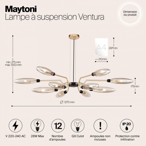 Подвесной светильник Maytoni Ventura MOD012CL-12G в Слободском фото 2