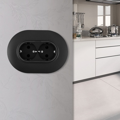 Розетка двойная с заземлением и со шторкой Arte Milano SET08-2 SET08-double-40-2 black в Нижнем Новгороде фото 2