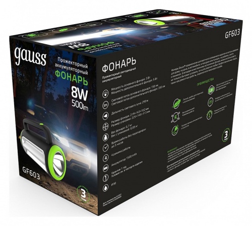 Фонарь ручной Gauss GF600 GF603 в Нижнем Новгороде фото 3