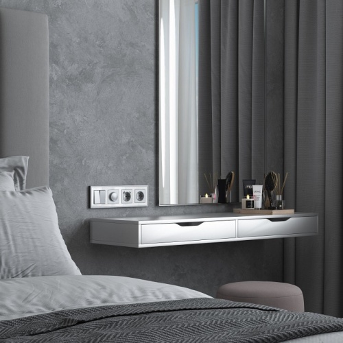 Рамка на 4 поста Werkel Baguette (белый/серебро) W0042850 в Нижнем Новгороде фото 3