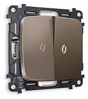 Выключатель проходной двухклавишный с подсветкой без рамки Ambrella Volt OMEGA MO634030 в Нижнем Новгороде