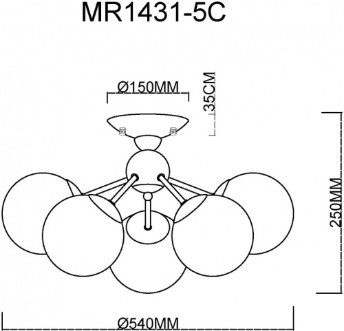 Люстра на штанге MyFar Kate MR1431-5C в Нижнем Новгороде фото 3
