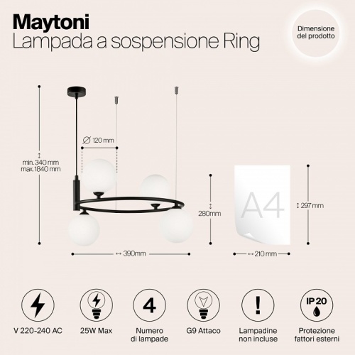 Подвесная люстра Maytoni Ring MOD013PL-04B в Липецке фото 2