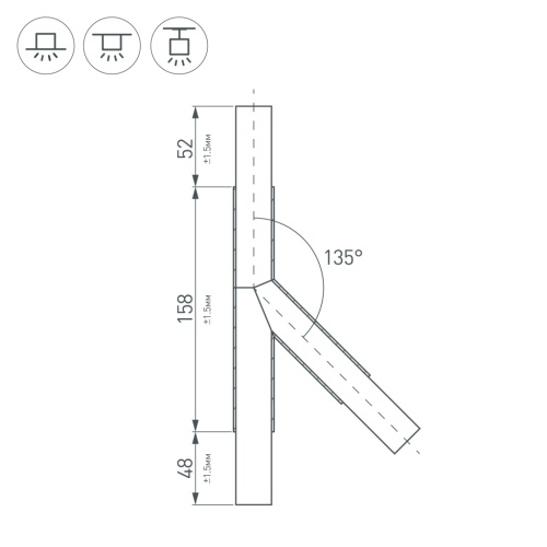 Тройник PLS-LOCK-H25-T135L левый (с экраном MAT-L) (Arlight, Металл) в Заречном