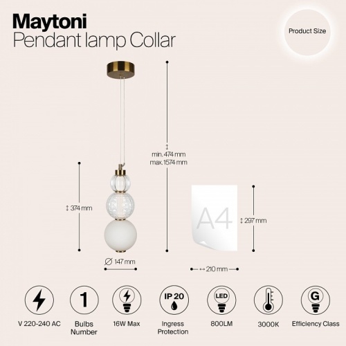 Подвесной светильник Maytoni Collar P069PL-L16G3K в Белокурихе фото 6
