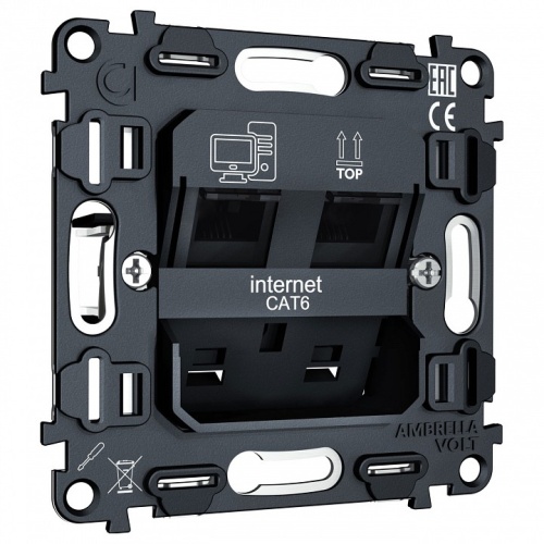 Механизм розетки телефонной RJ-11 со шторкам Ambrella Volt QUANT VM189 в Нижнем Новгороде фото 6
