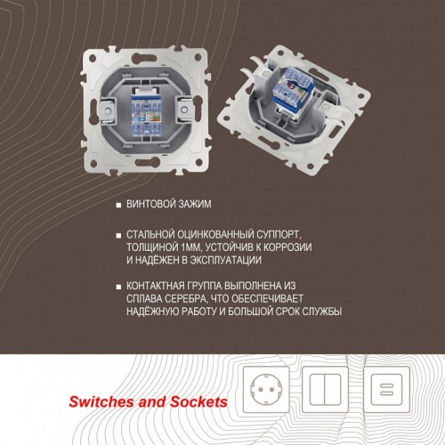 Розетка Ethernet RJ-45 без рамки Arte Milano am-205 205.45-1.silver в Нижнем Новгороде фото 2