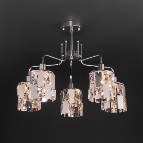 Люстра на штанге Eurosvet Scoppio 10101/5 хром/прозрачный хрусталь Strotskis в Нижнем Новгороде фото 4