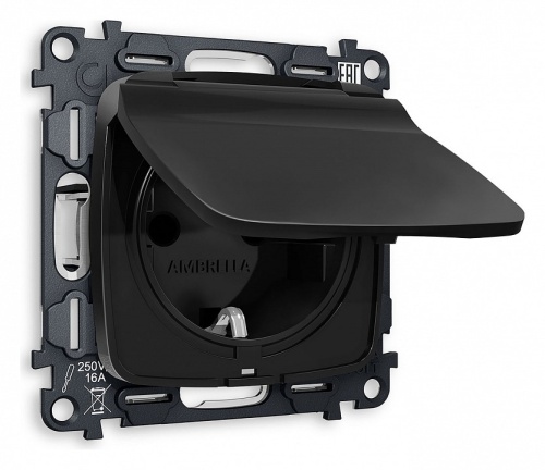 Розетка влагозащищенная с заземлением и со шторкой, без рамки с крышкой Ambrella Volt OMEGA MO808010 в Нижнем Новгороде