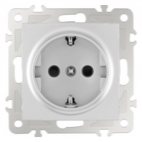 Розетка с заземлением и со шторкой, без рамки Arte Milano am-206 206.40-1.silver в Нижнем Новгороде