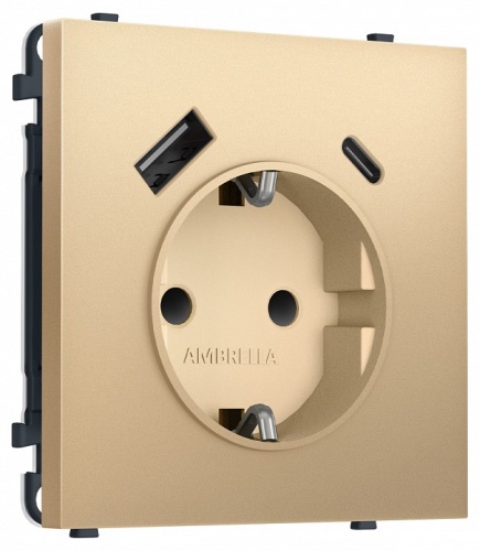 Розетка с заземлением и со шторкой и 2хUSB type A и C, без рамки Ambrella Volt MS MS890010 в Нижнем Новгороде
