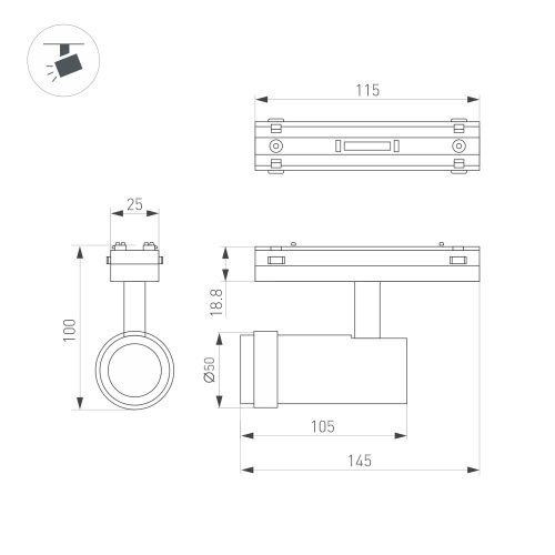 Светильник MAG-VIBE-SPOT-ZOOM-R47-10W Day4000 (WH, 20-55 deg, 48V) (Arlight, IP20 Металл, 5 лет) в Волгограде фото 5