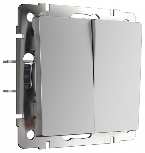 Выключатель двухклавишный без рамки Werkel серебряный W1123008 в Нижнем Новгороде