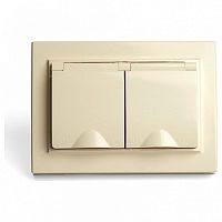 Розетка двойная с заземлением и со шторками, с крышкой Stekker Эрна 49137 в Нижнем Новгороде