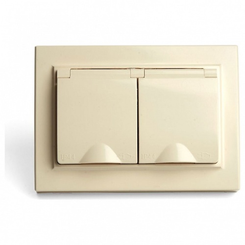 Розетка двойная с заземлением и со шторками, с крышкой Stekker Эрна 49137 в Нижнем Новгороде