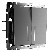 Выключатель проходной двухклавишный с подсветкой без рамки Werkel графит матовый W1122164 в Нижнем Новгороде